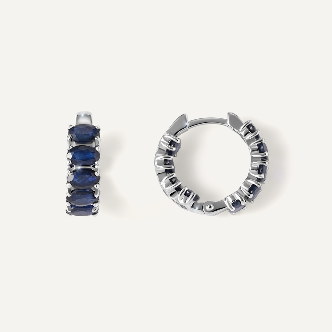 Серьги-конго из белого золота с сапфирами