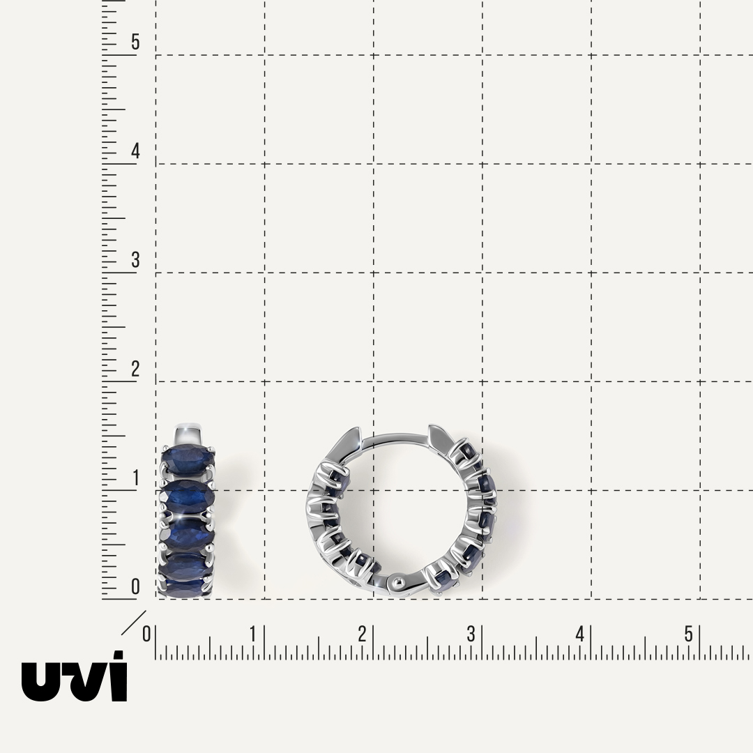 Серьги-конго из белого золота с сапфирами