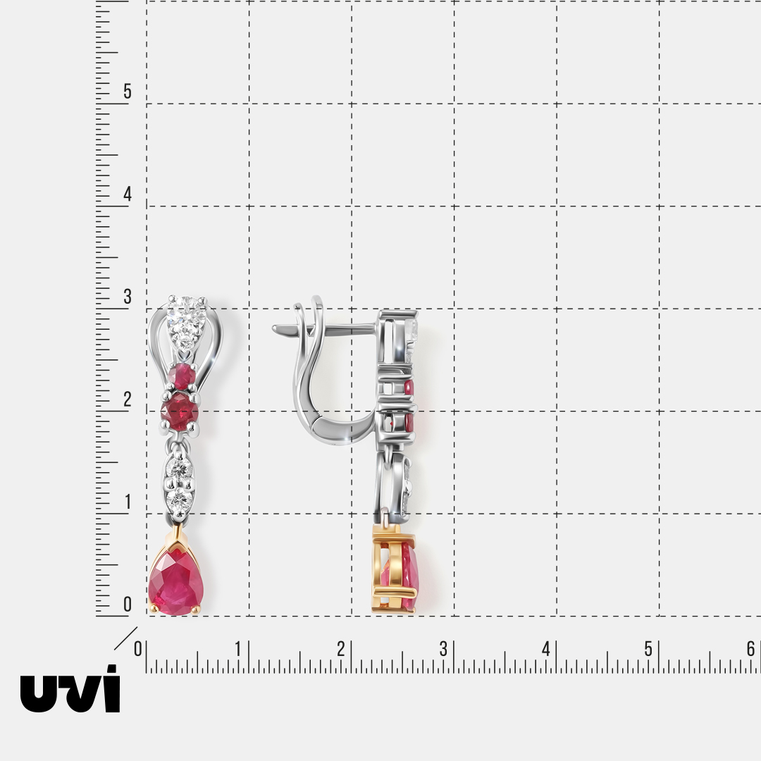 Серьги из комбинированного золота с рубинами