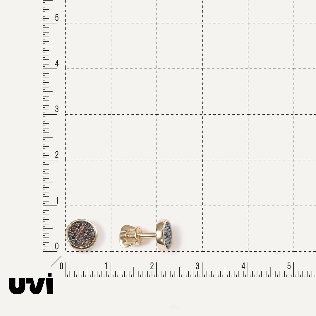 Серьги-пусеты из желтого золота с оранжевыми бриллиантами