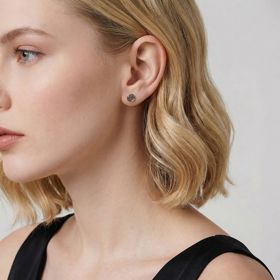 Серьги-пусеты из желтого золота с оранжевыми бриллиантами