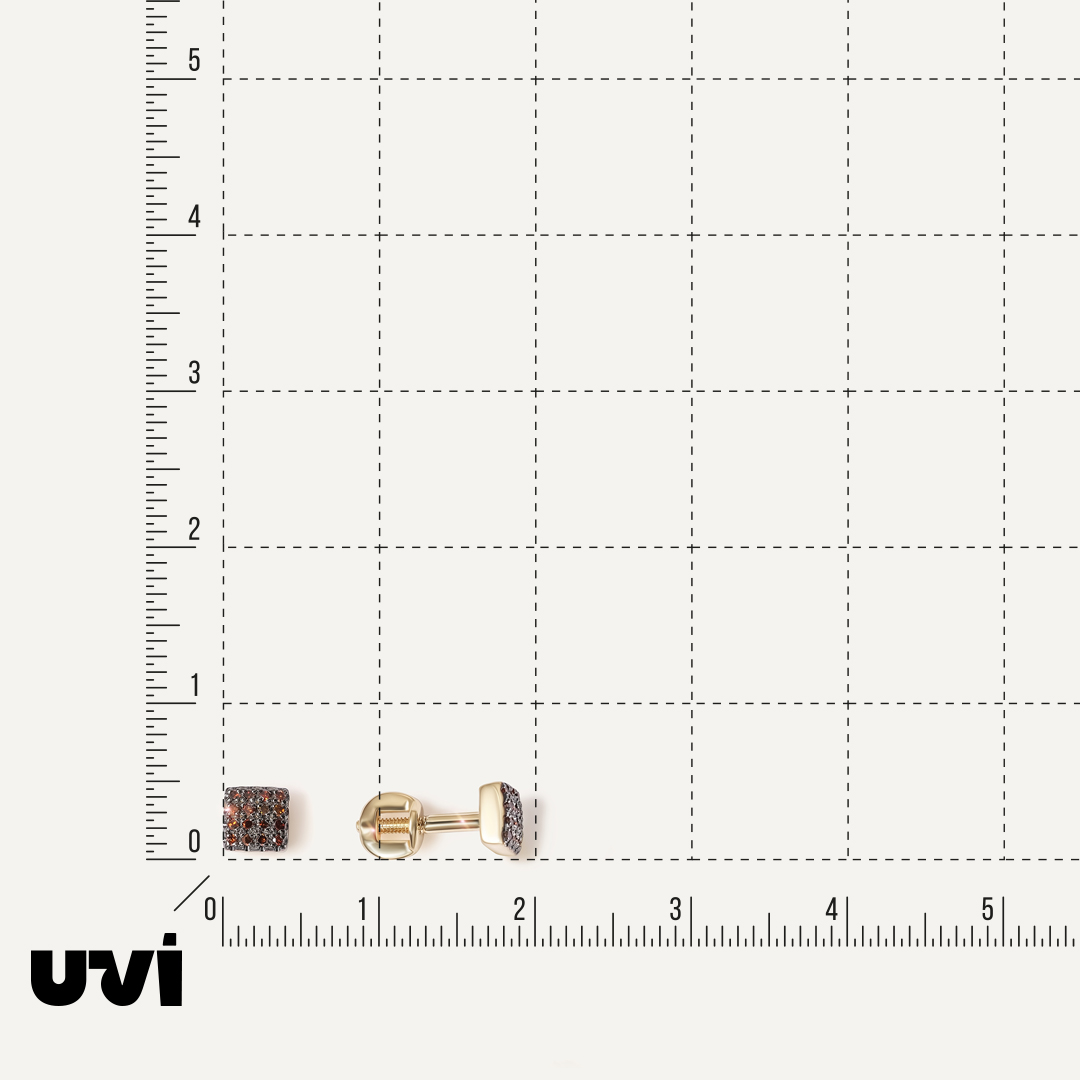 Серьги-пусеты из желтого золота с оранжевыми бриллиантами