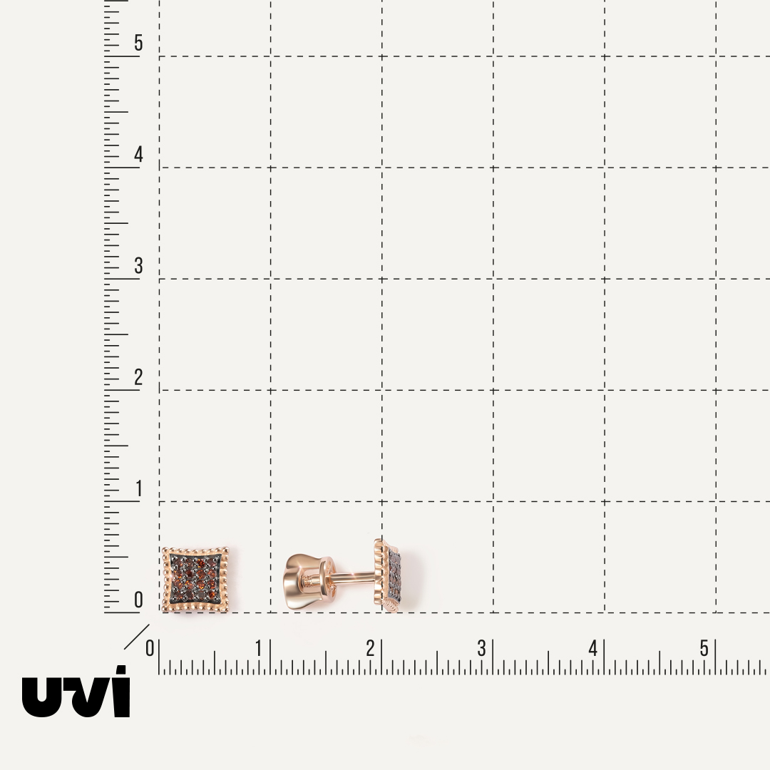 Серьги-пусеты из золота с оранжевыми бриллиантами