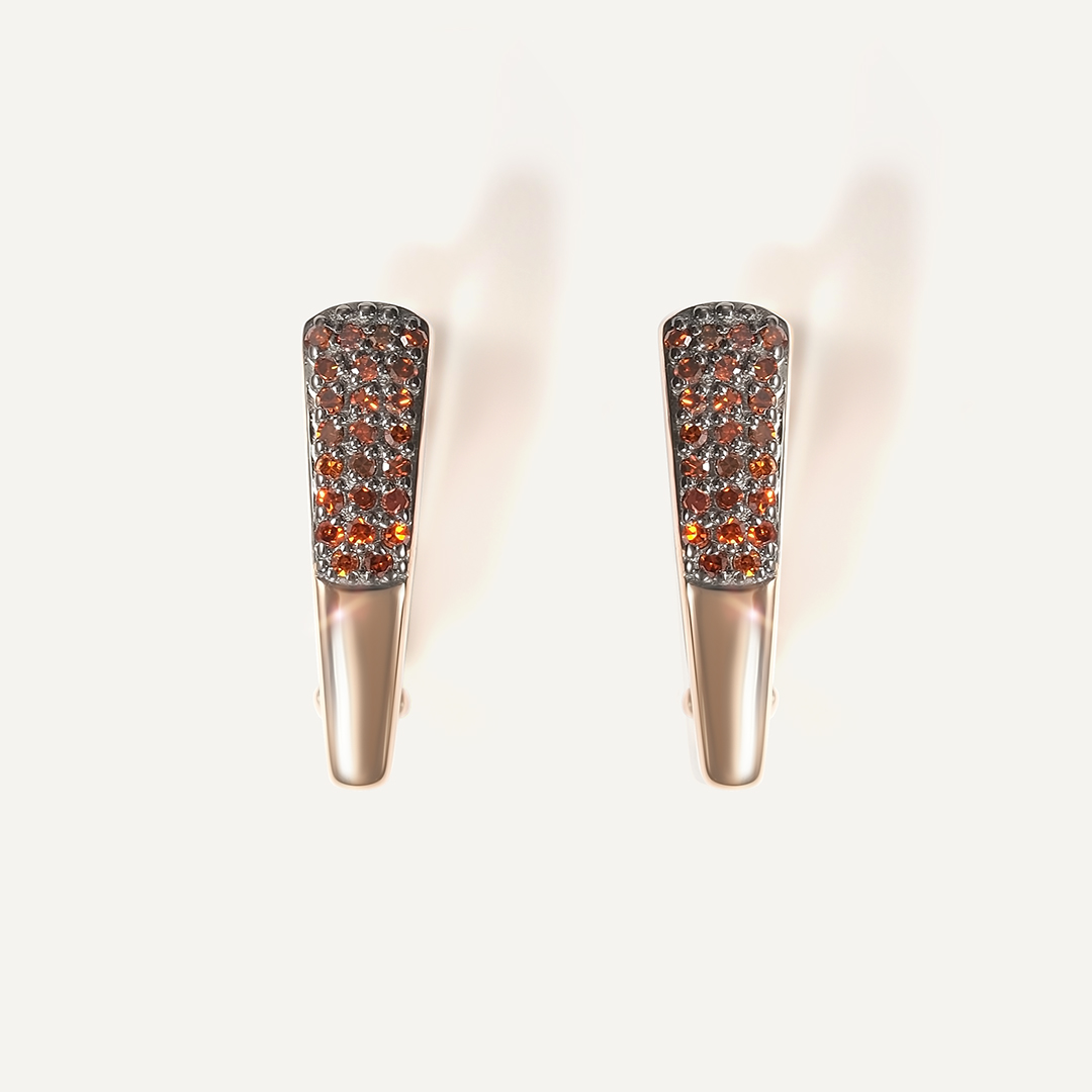 Серьги из золота с оранжевыми бриллиантами