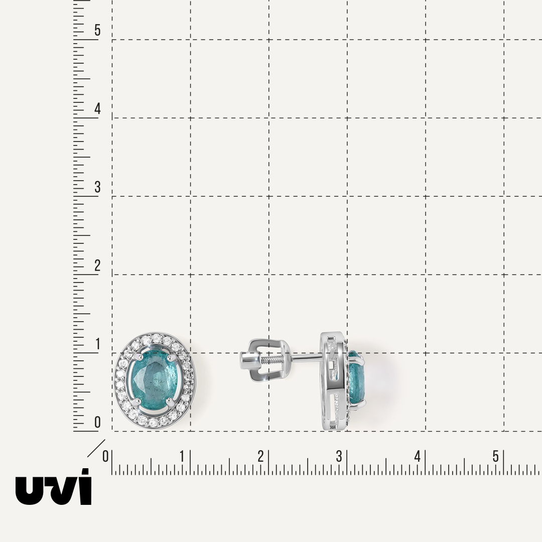 Серьги-пусеты из белого золота с изумрудами
