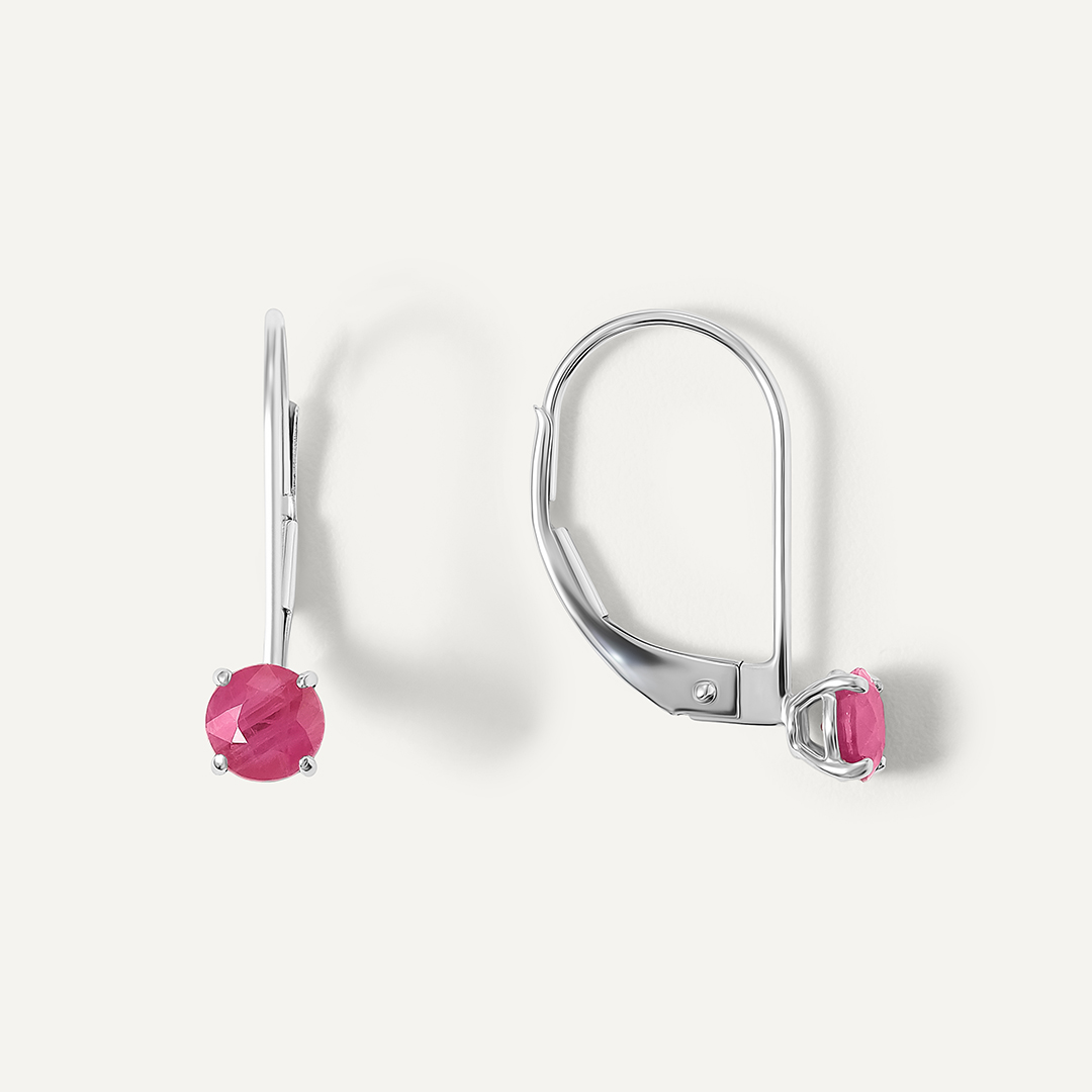 Серьги из белого золота с рубинами