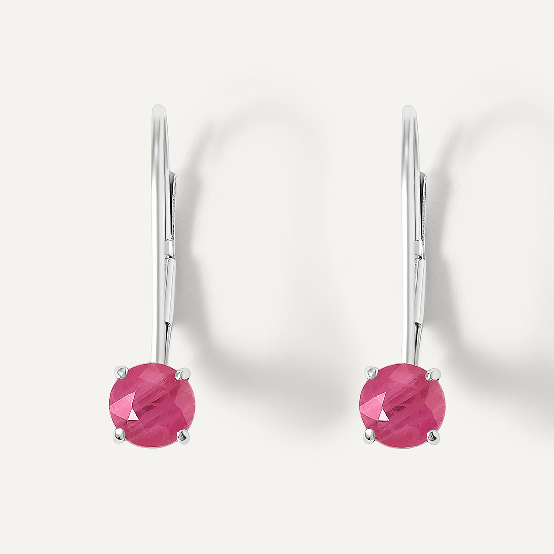 Серьги из белого золота с рубинами