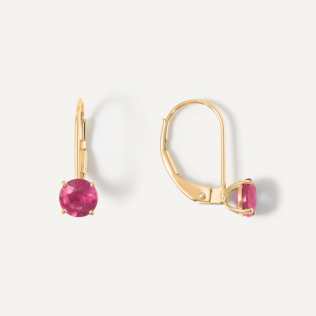 Серьги из желтого золота с рубинами