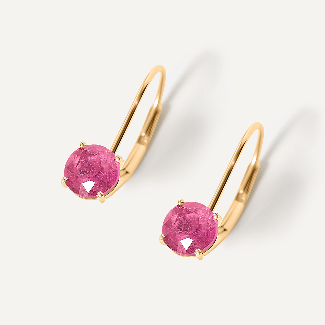 Серьги из желтого золота с рубинами