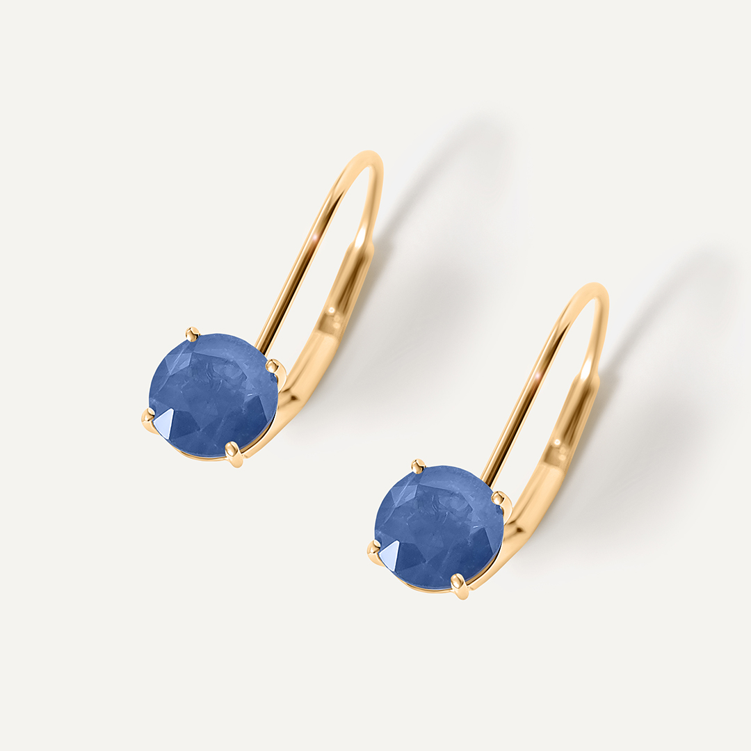 Серьги из желтого золота с сапфирами