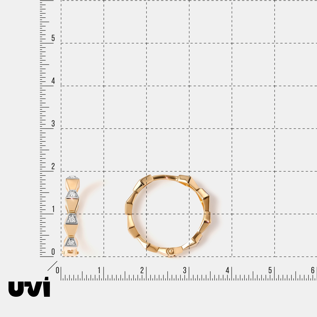 Серьги-конго из желтого золота с бриллиантами