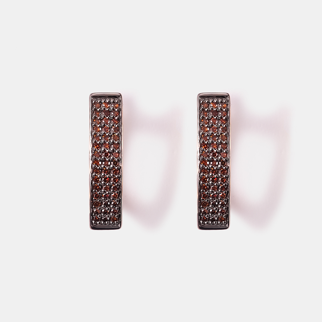 Серьги из желтого золота с оранжевыми бриллиантами