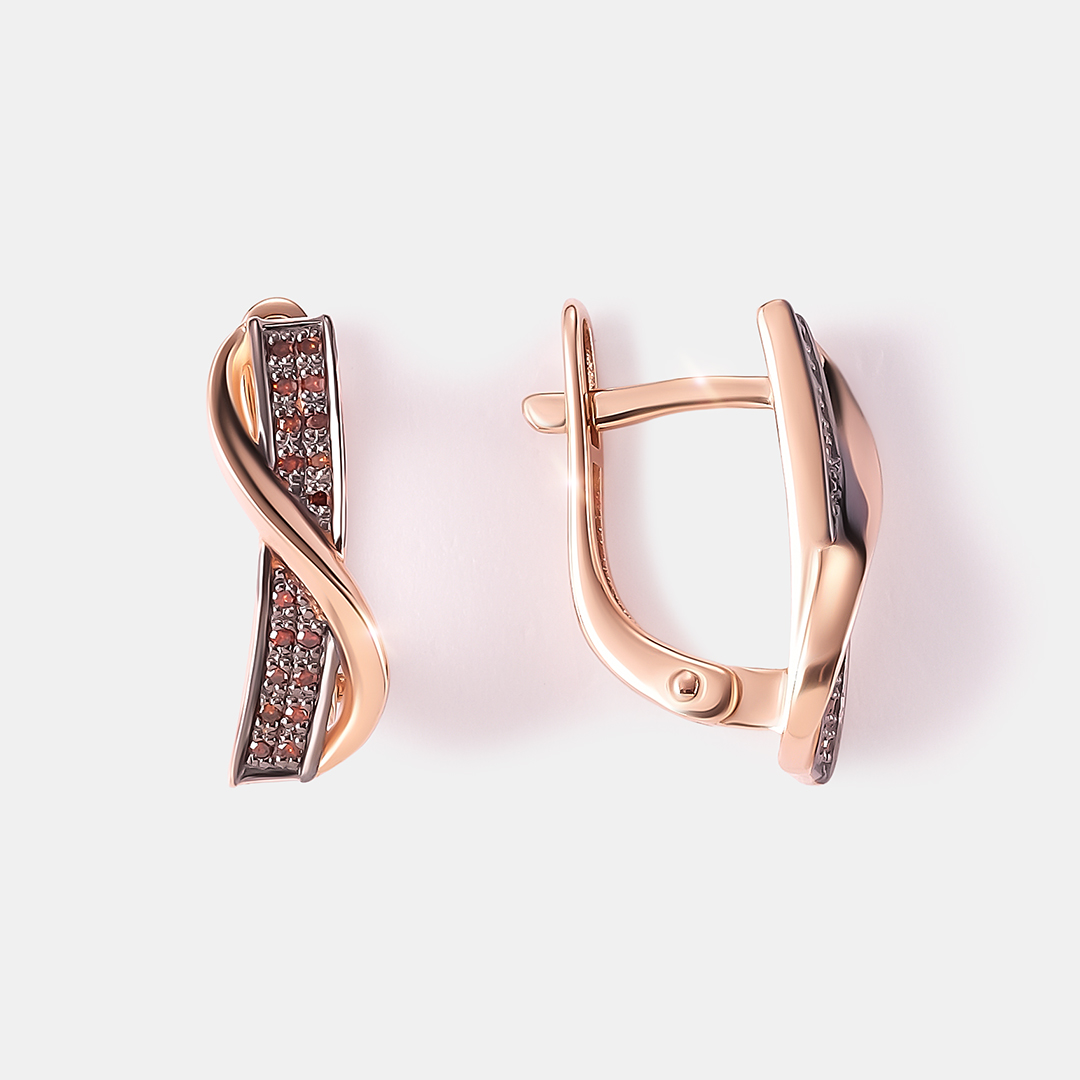 Серьги из золота с оранжевыми бриллиантами