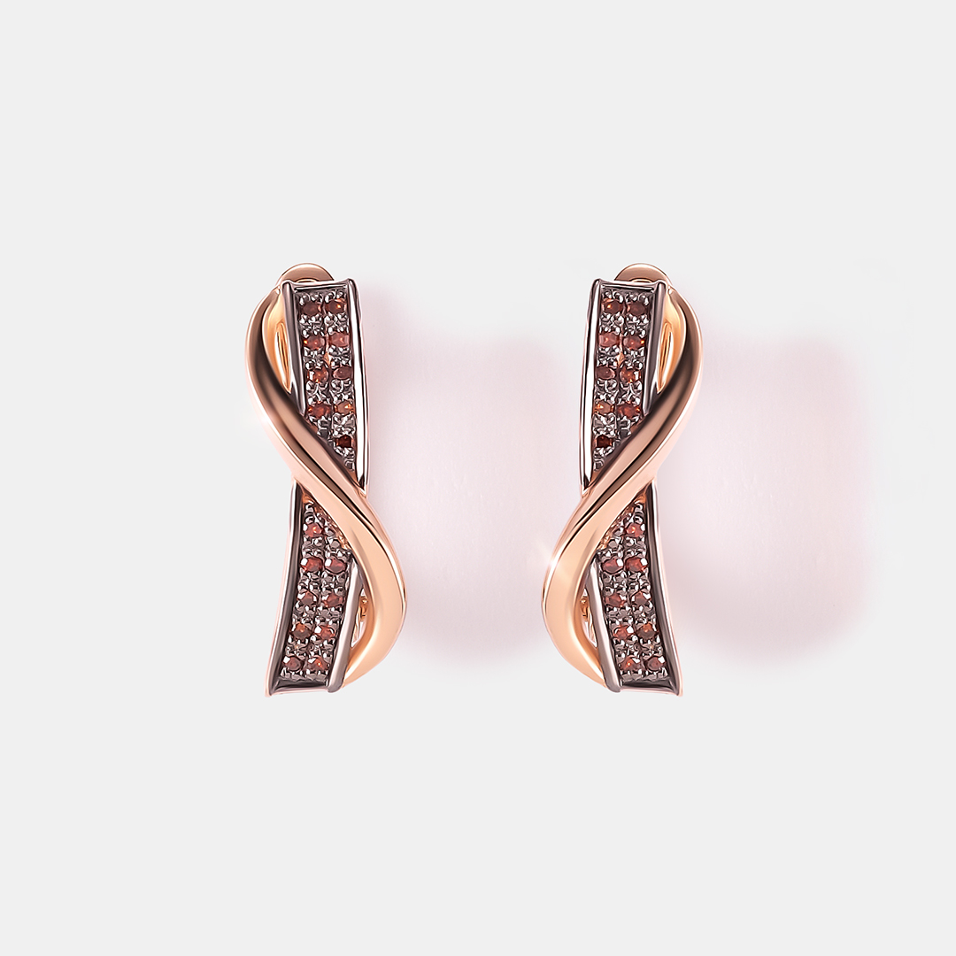 Серьги из золота с оранжевыми бриллиантами