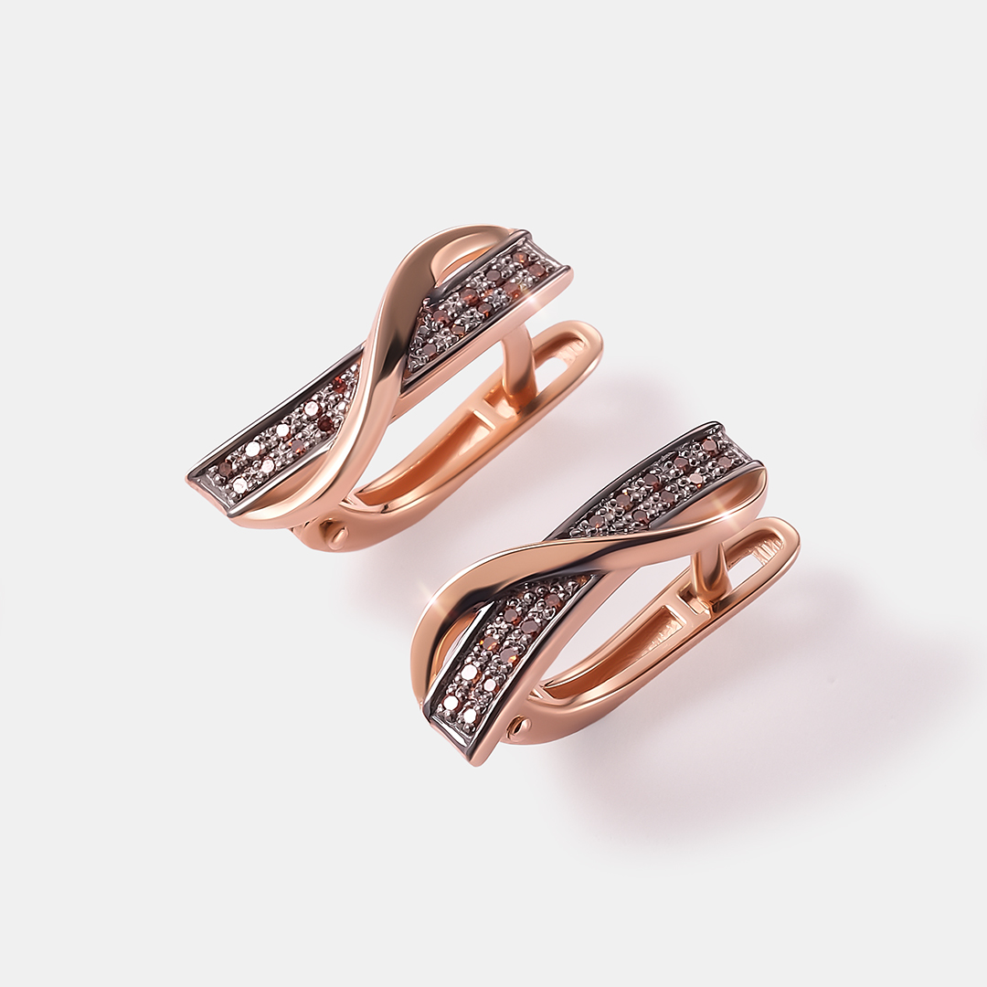 Серьги из золота с оранжевыми бриллиантами