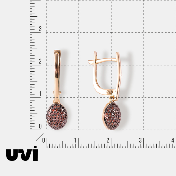 Серьги из желтого золота с оранжевыми бриллиантами