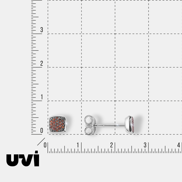 Серьги-пусеты из белого золота с оранжевыми бриллиантами