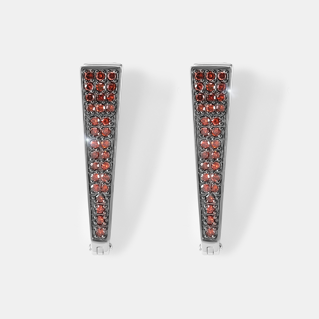 Серьги из белого золота с оранжевыми бриллиантами