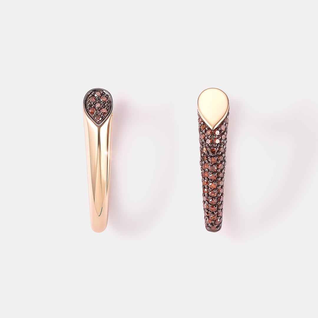 Серьги из желтого золота с оранжевыми бриллиантами