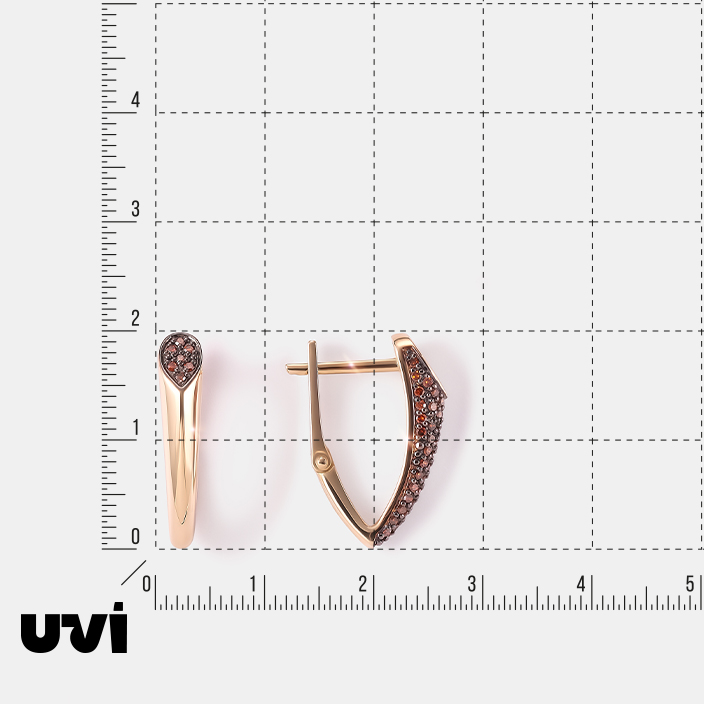 Серьги из желтого золота с оранжевыми бриллиантами