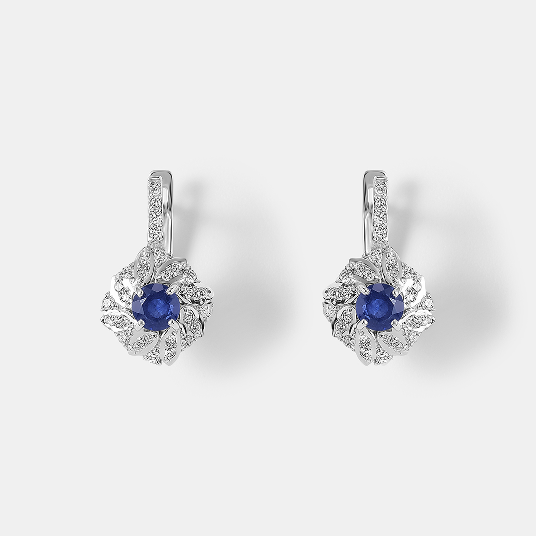 Серьги из белого золота с сапфирами