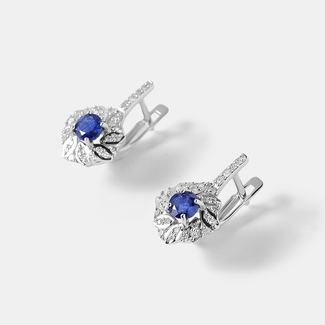 Серьги из белого золота с сапфирами