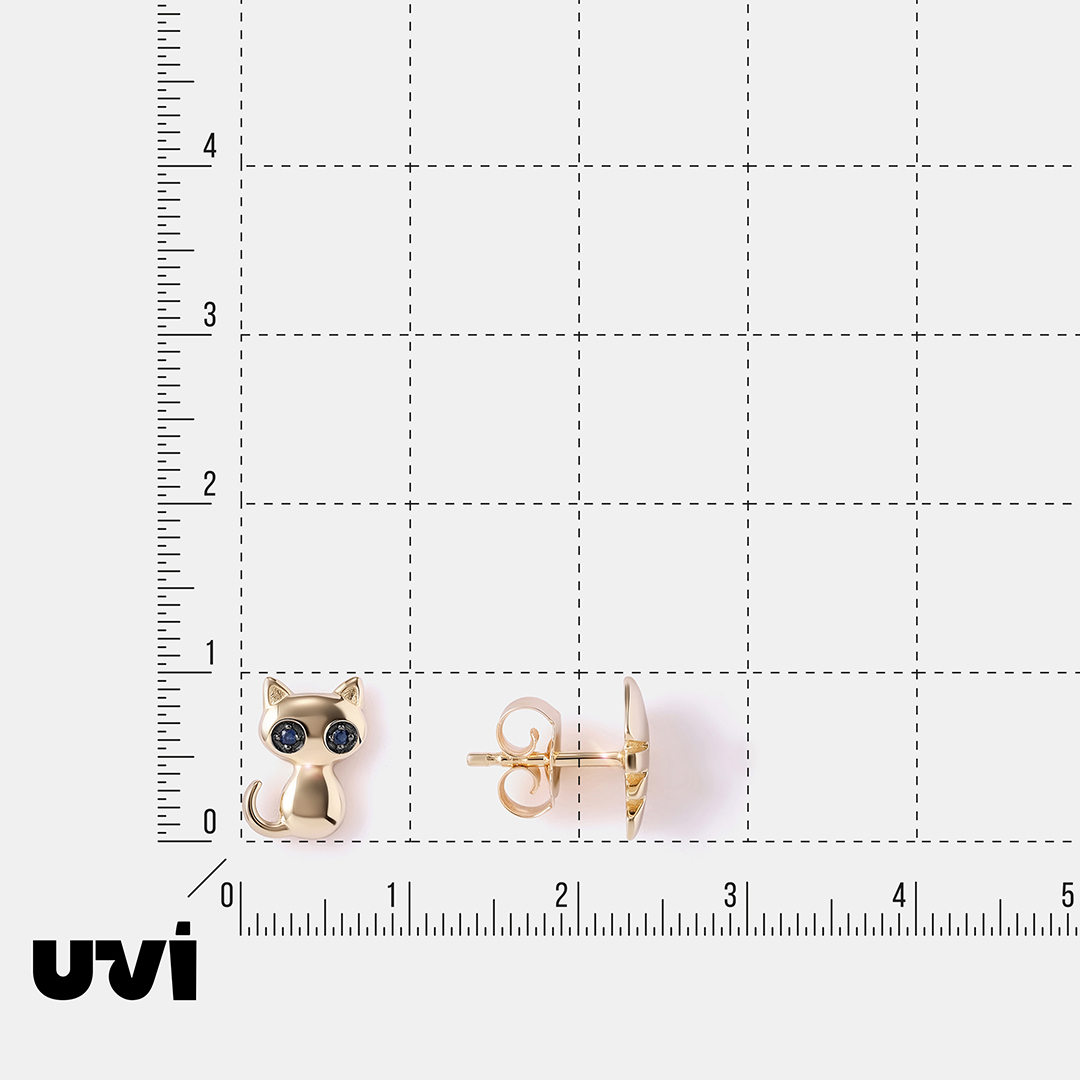 Серьги-пусеты из желтого золота с сапфирами