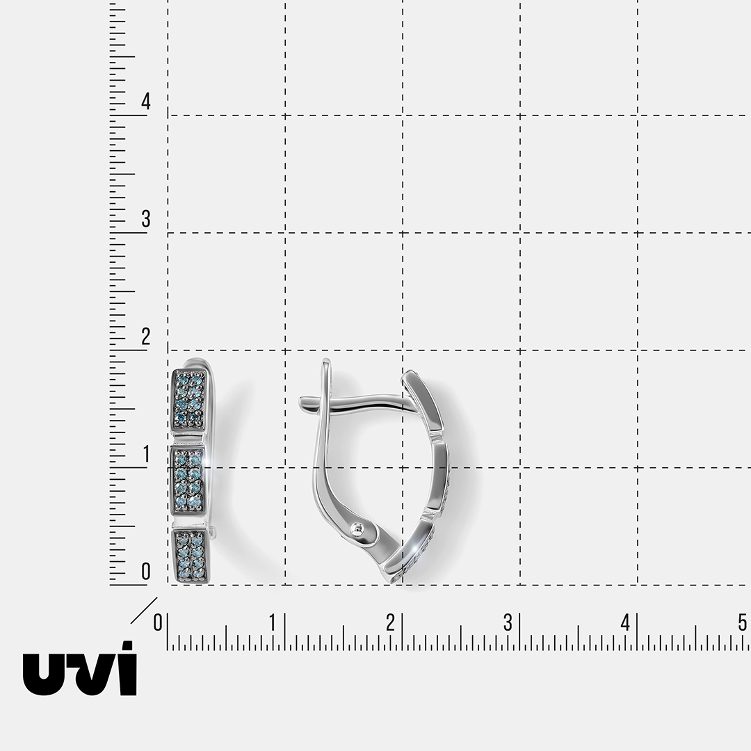 Серьги из белого золота с голубыми бриллиантами