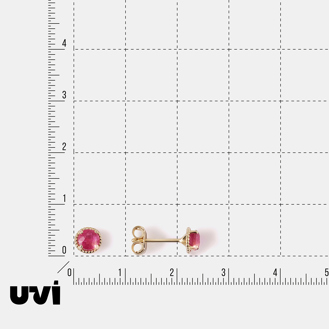 Серьги-пусеты из желтого золота с рубинами