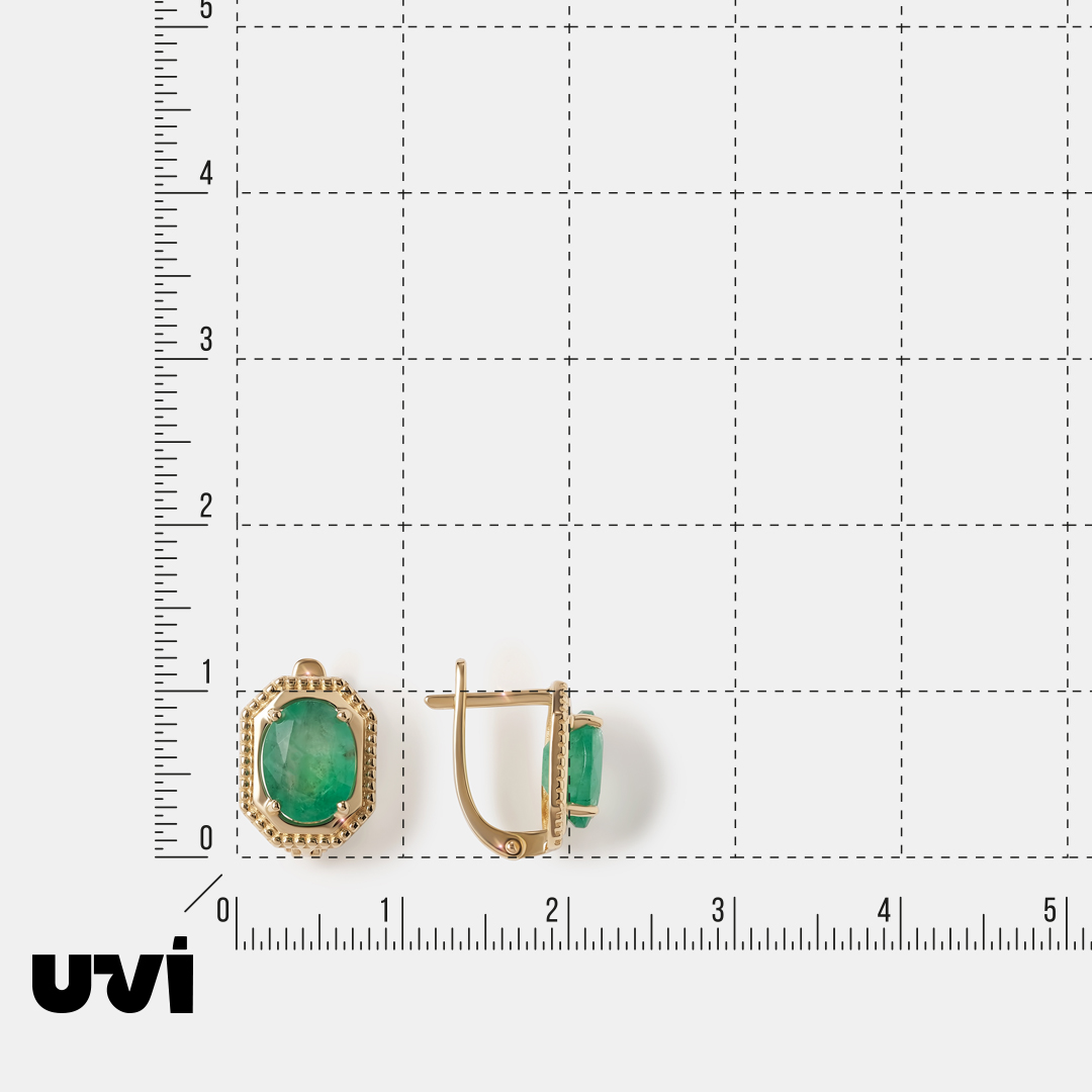 Серьги из желтого золота с изумрудами
