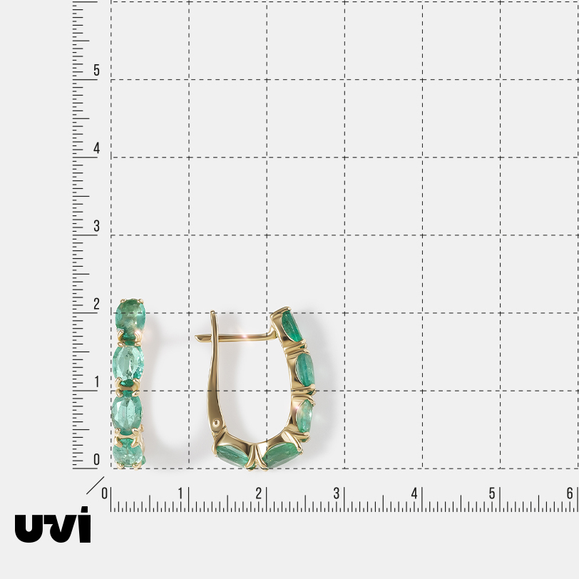 Серьги из желтого золота с изумрудами