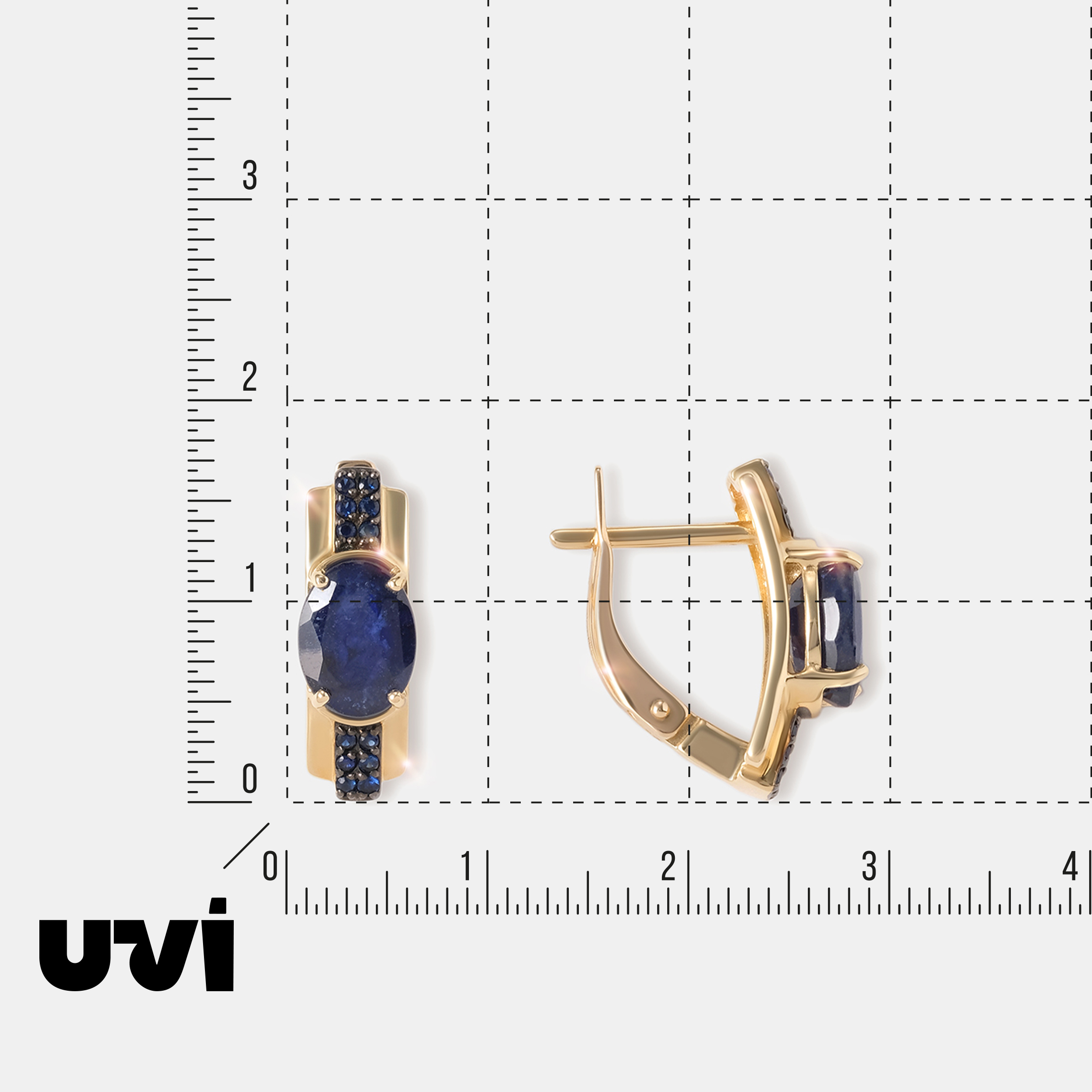 Серьги из желтого золота с сапфирами