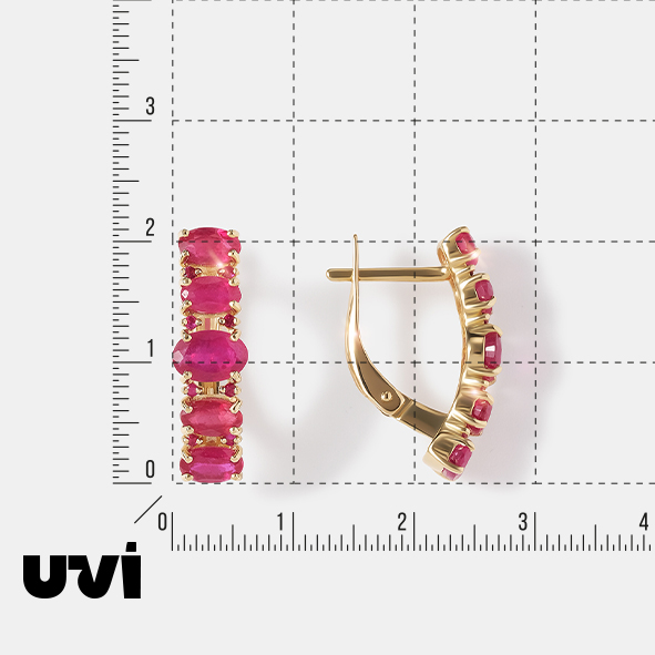Серьги из желтого золота с рубинами