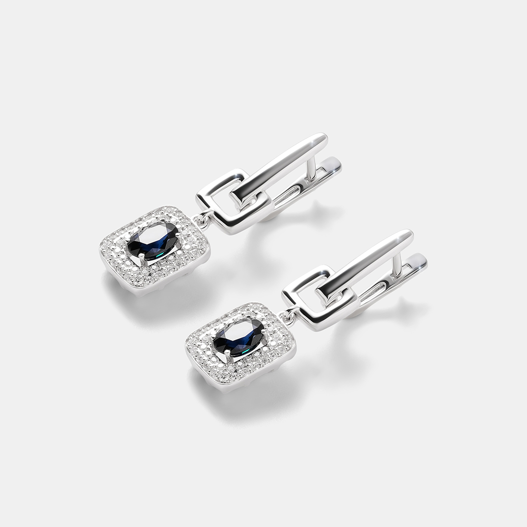 Серьги из белого золота с сапфирами