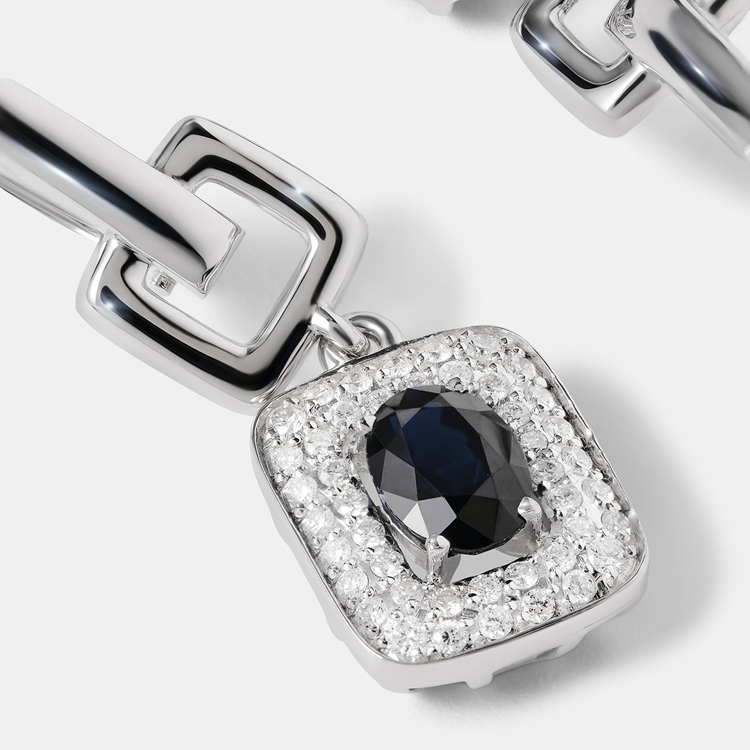 Серьги из белого золота с сапфирами