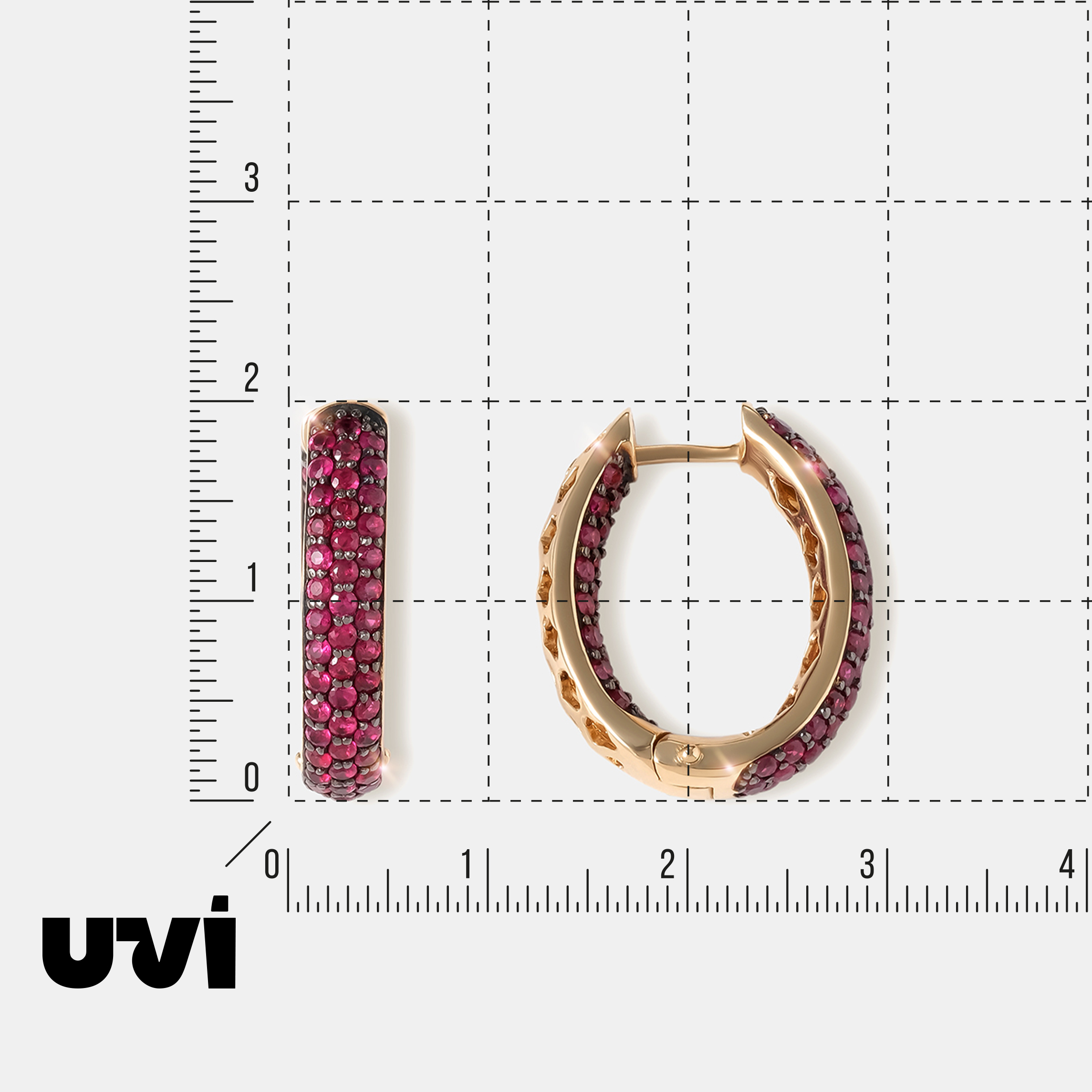 Серьги из желтого золота с рубинами
