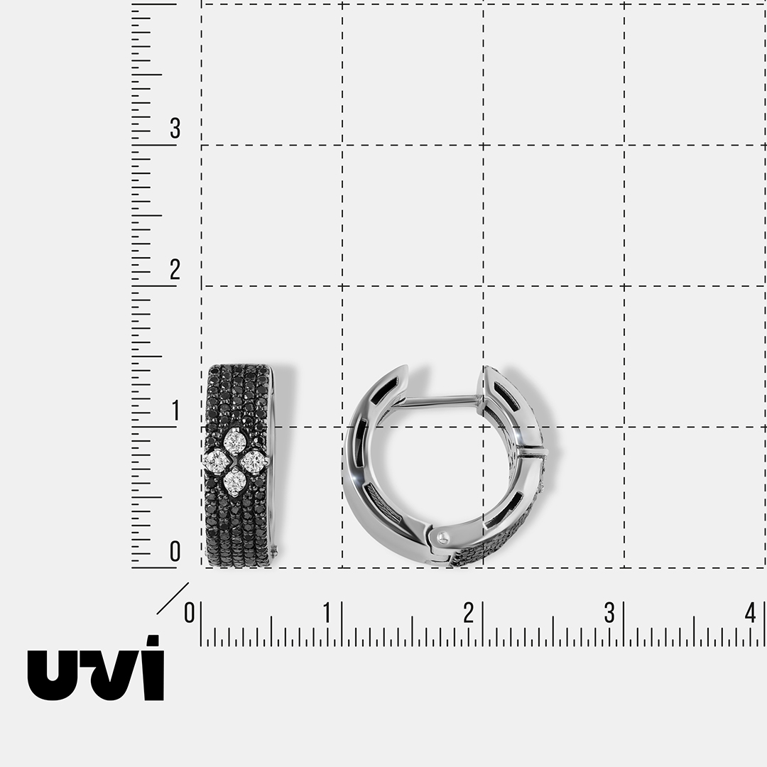 Серьги-конго из белого золота с черными бриллиантами