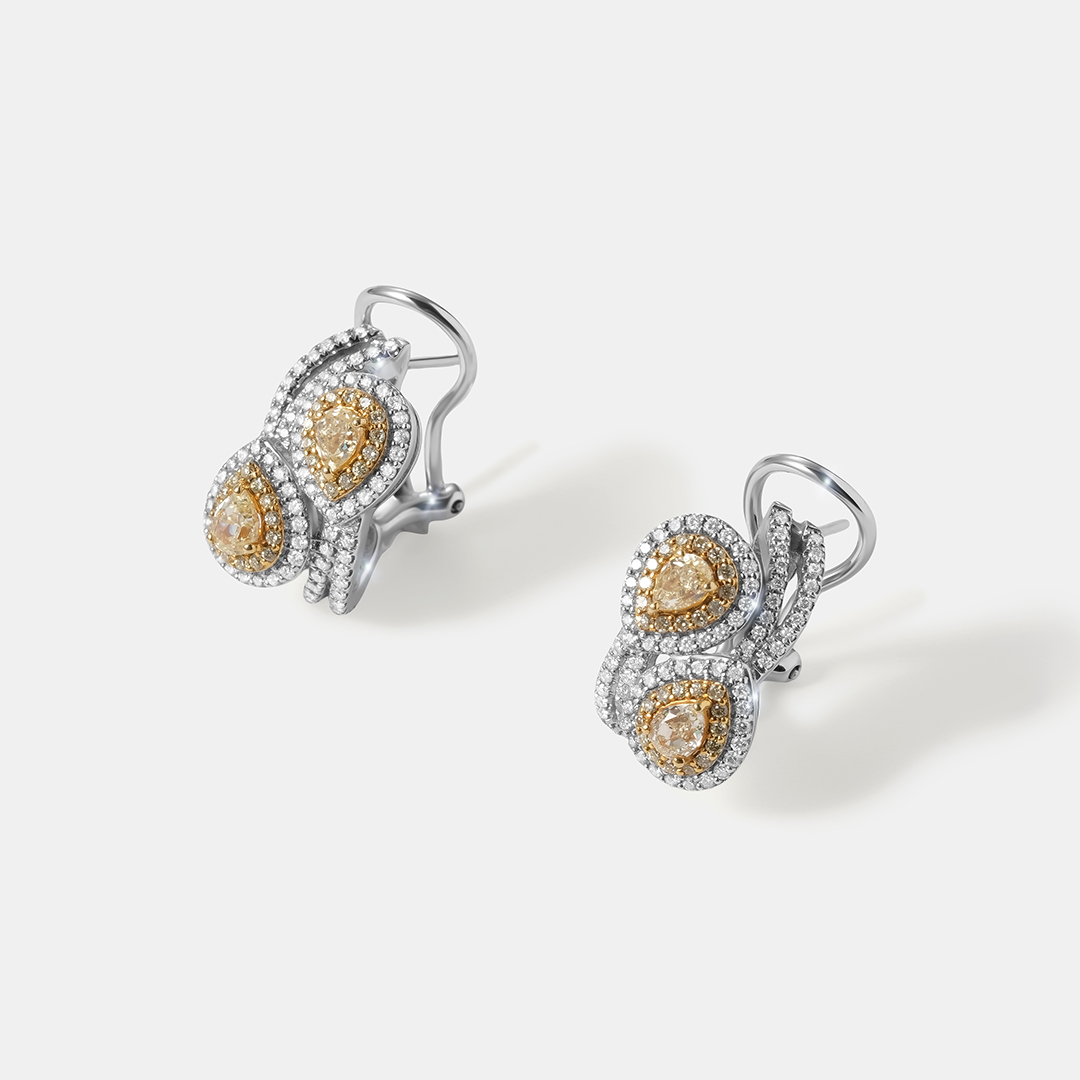 Серьги из золота с желтыми бриллиантами