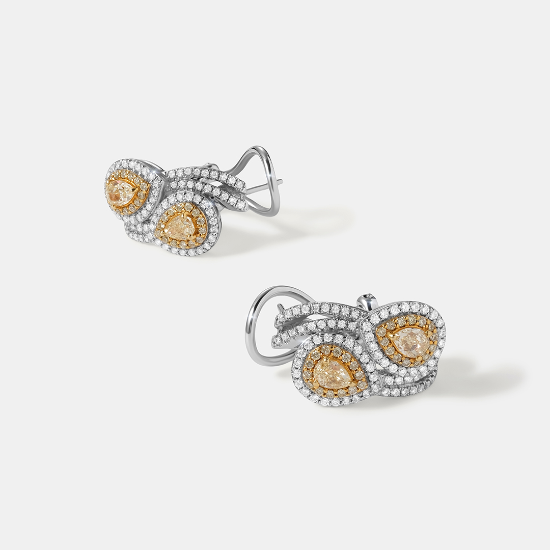 Серьги из золота с желтыми бриллиантами