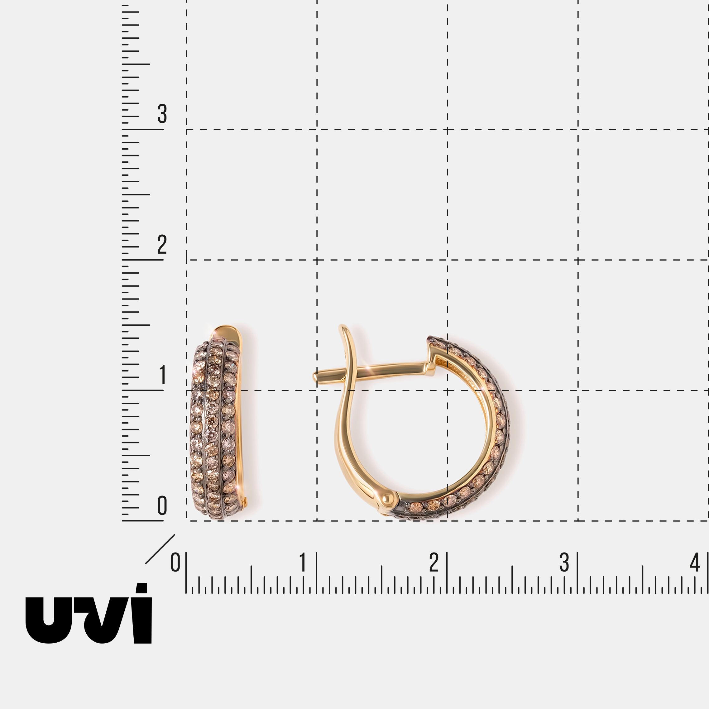 Серьги из желтого золота с коньячными бриллиантами