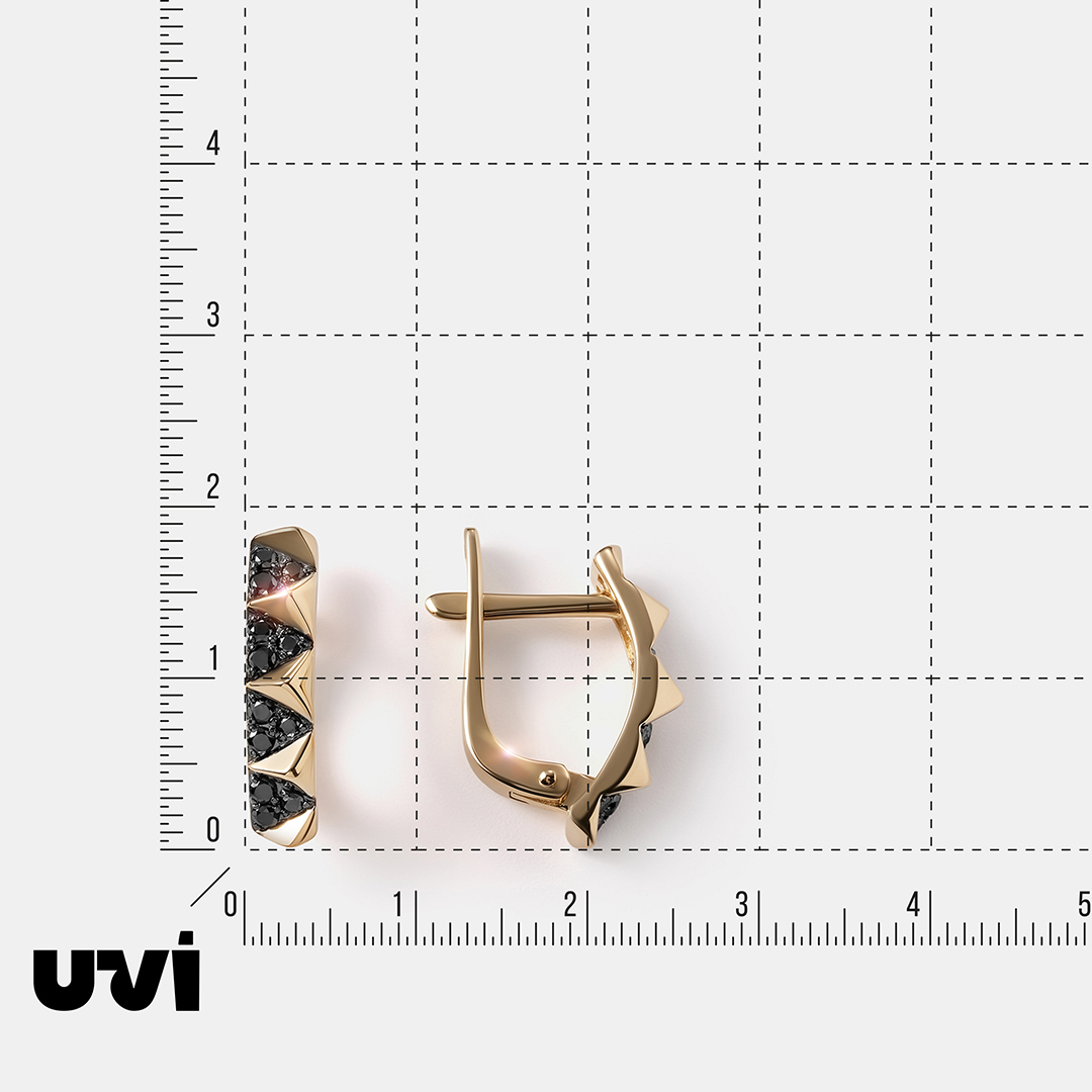 Серьги из желтого золота с черными бриллиантами
