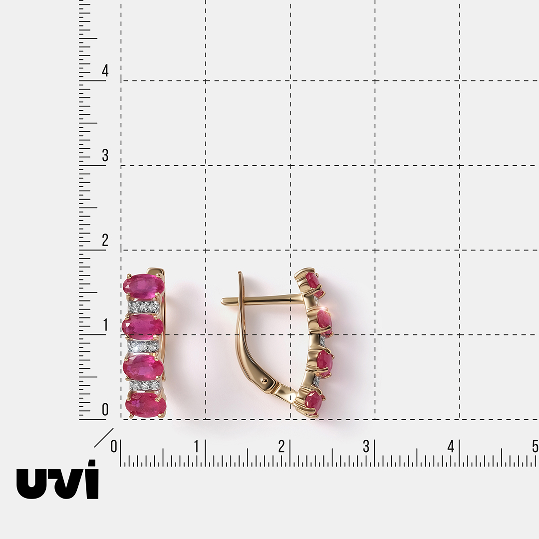 Серьги из желтого золота с рубинами
