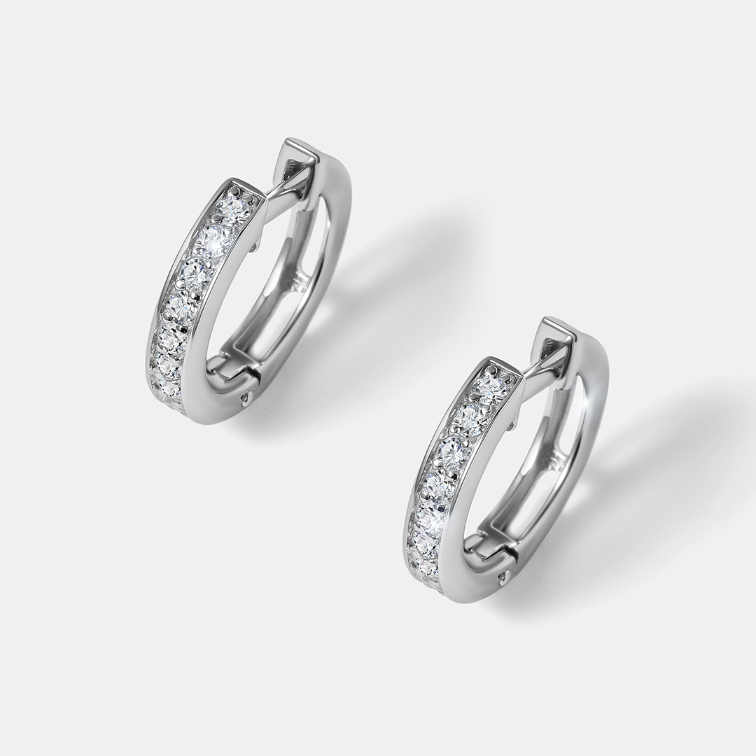 Серьги-конго из платины с бриллиантами