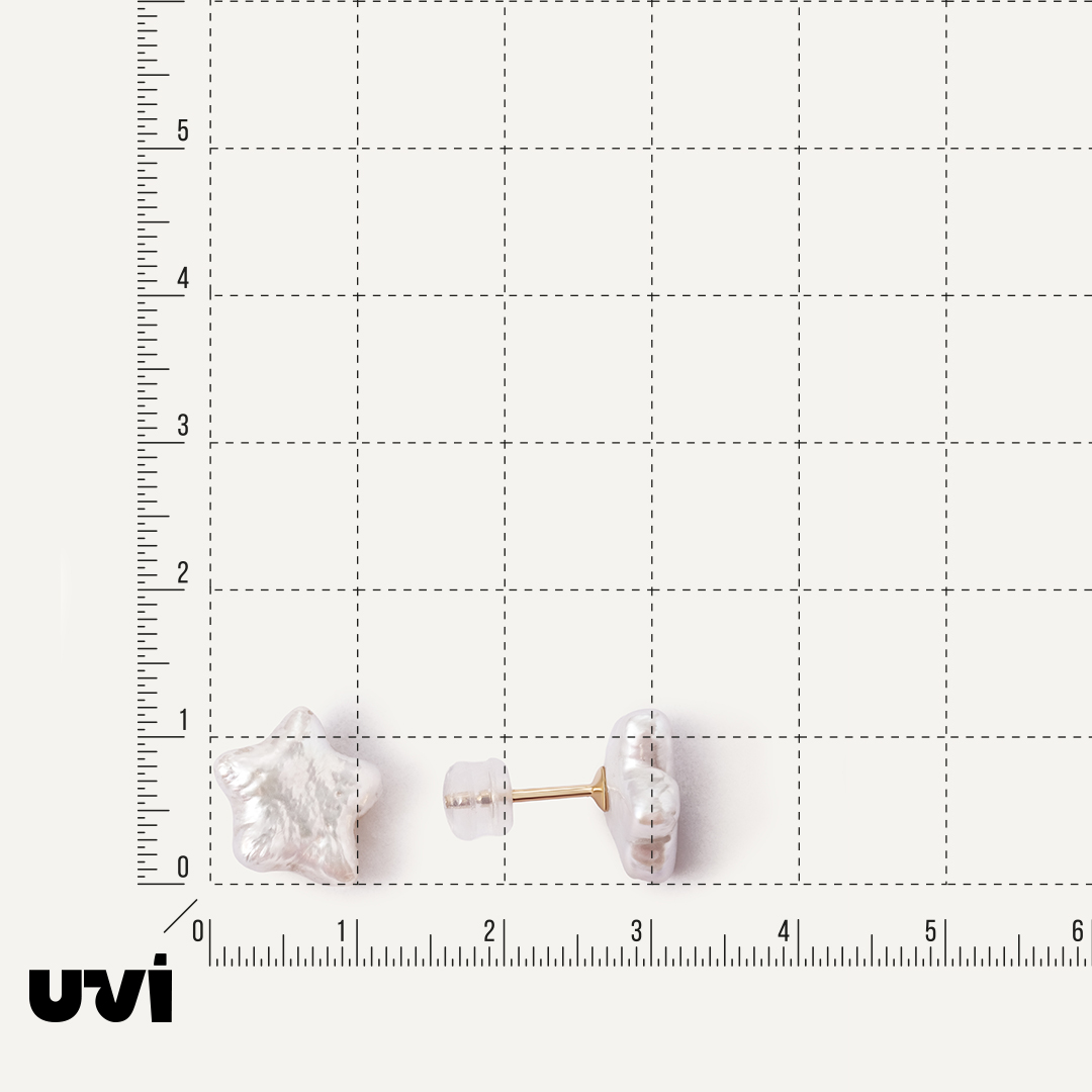 Серьги-пусеты из желтого золота с жемчугом Кеши "Звезды"