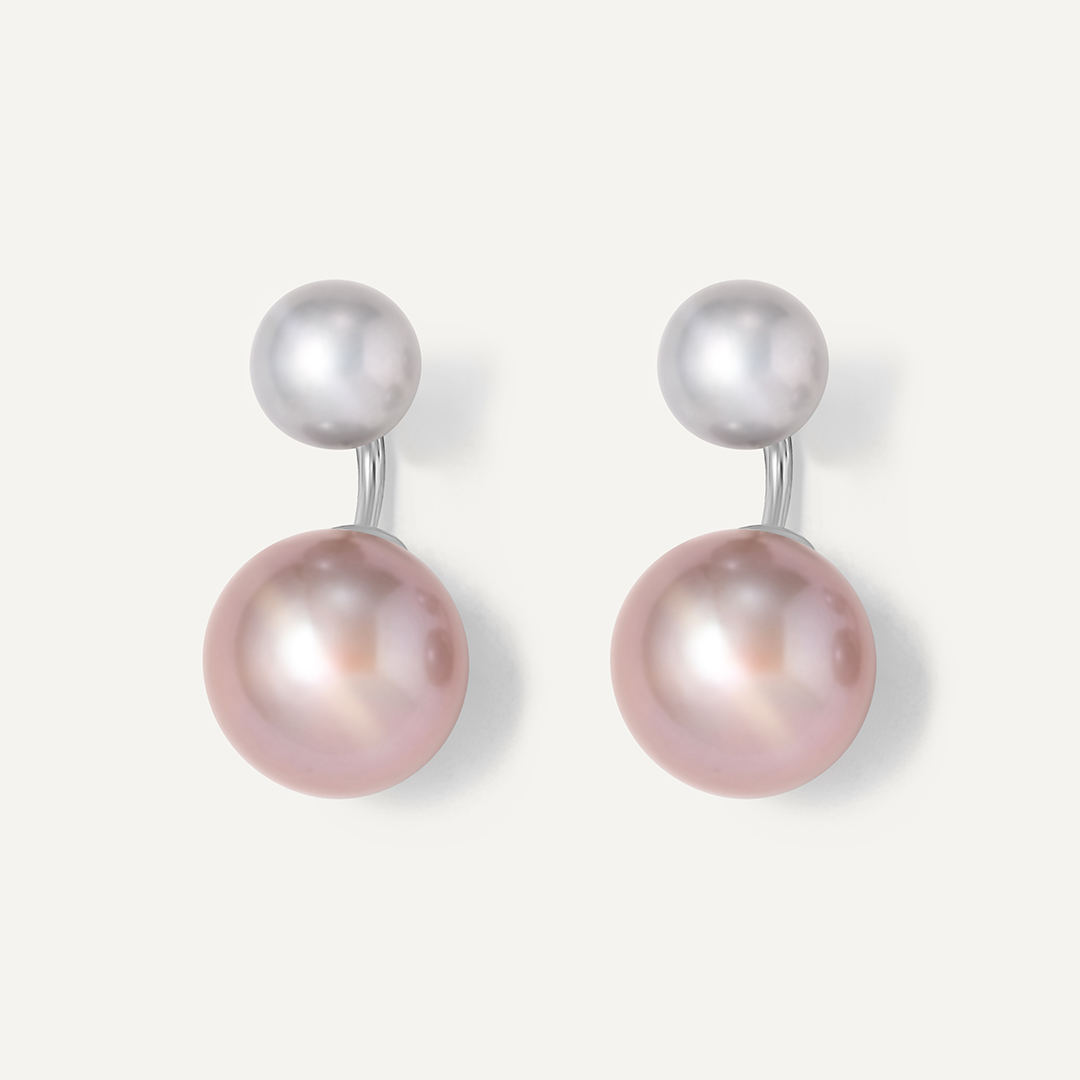 Серьги из белого золота с серым жемчугом Эдисон