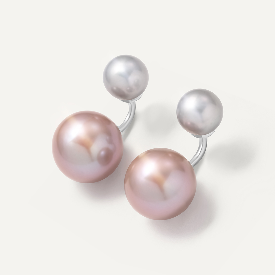 Серьги из белого золота с серым жемчугом Эдисон