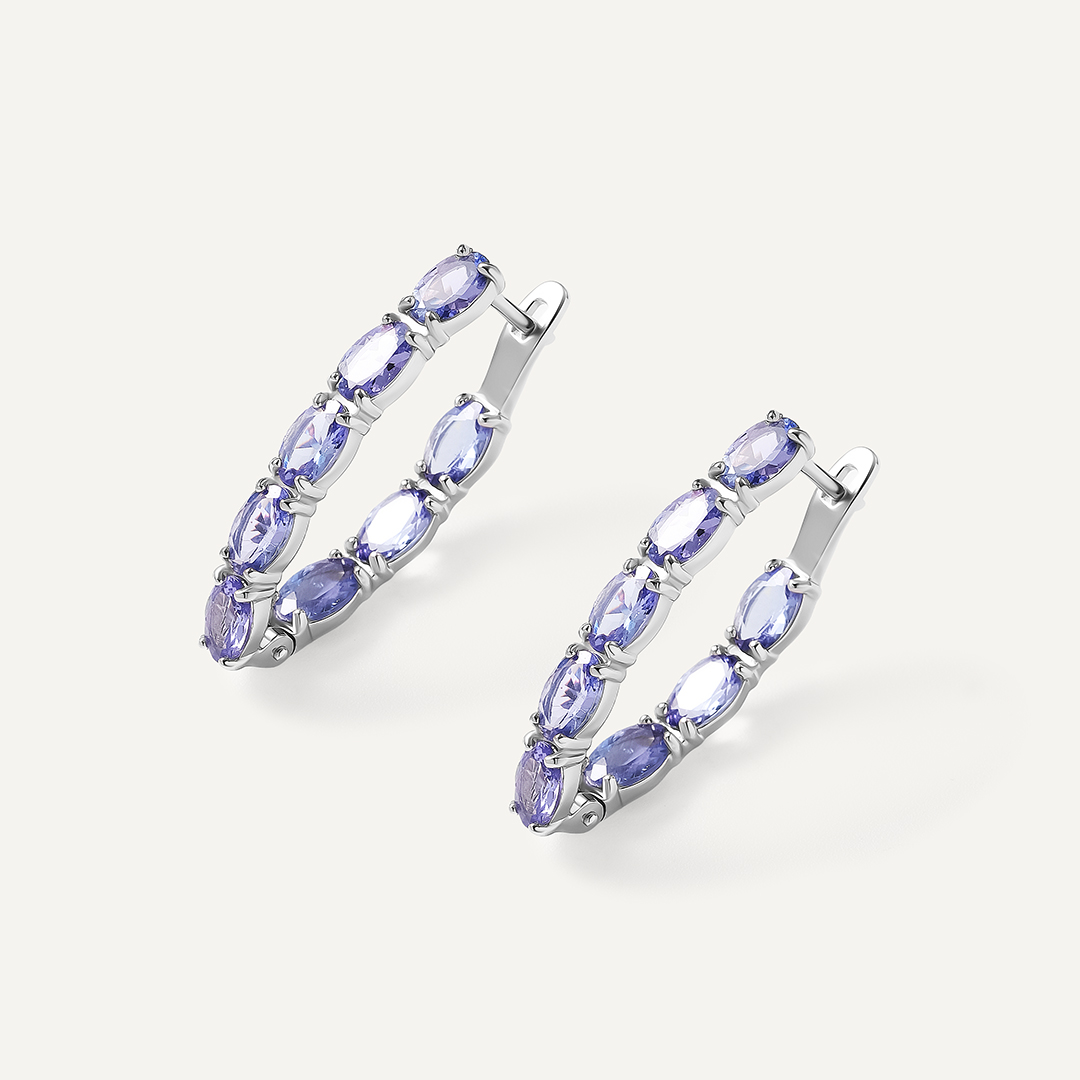 Серьги из белого золота с танзанитами