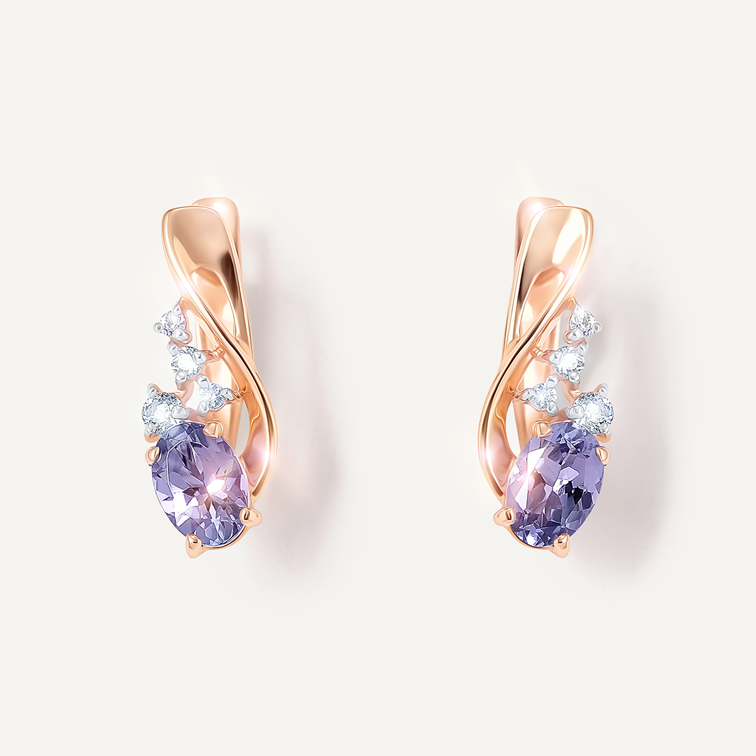 Серьги из золота с танзанитами