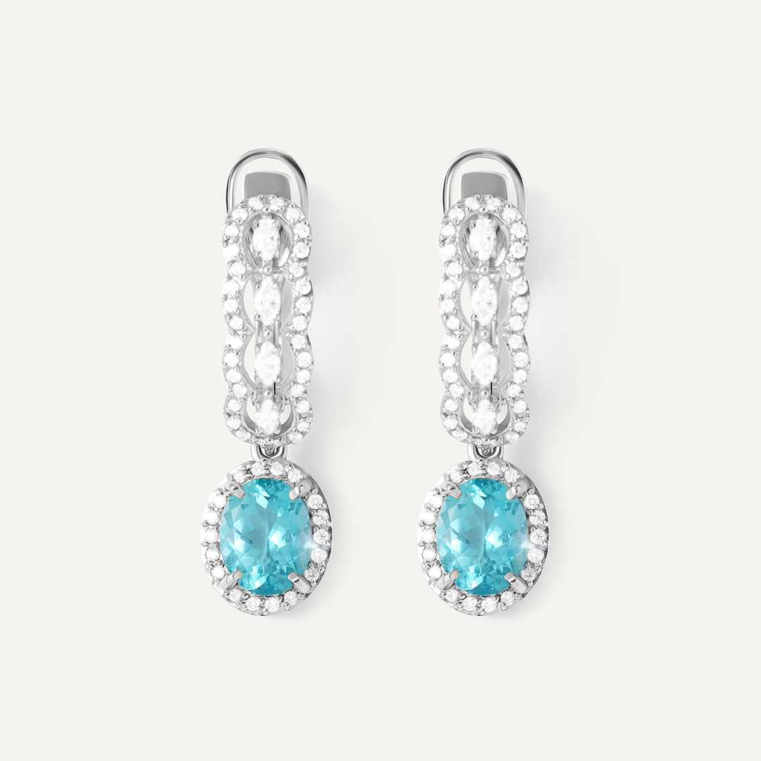 Серьги из белого золота с апатитами