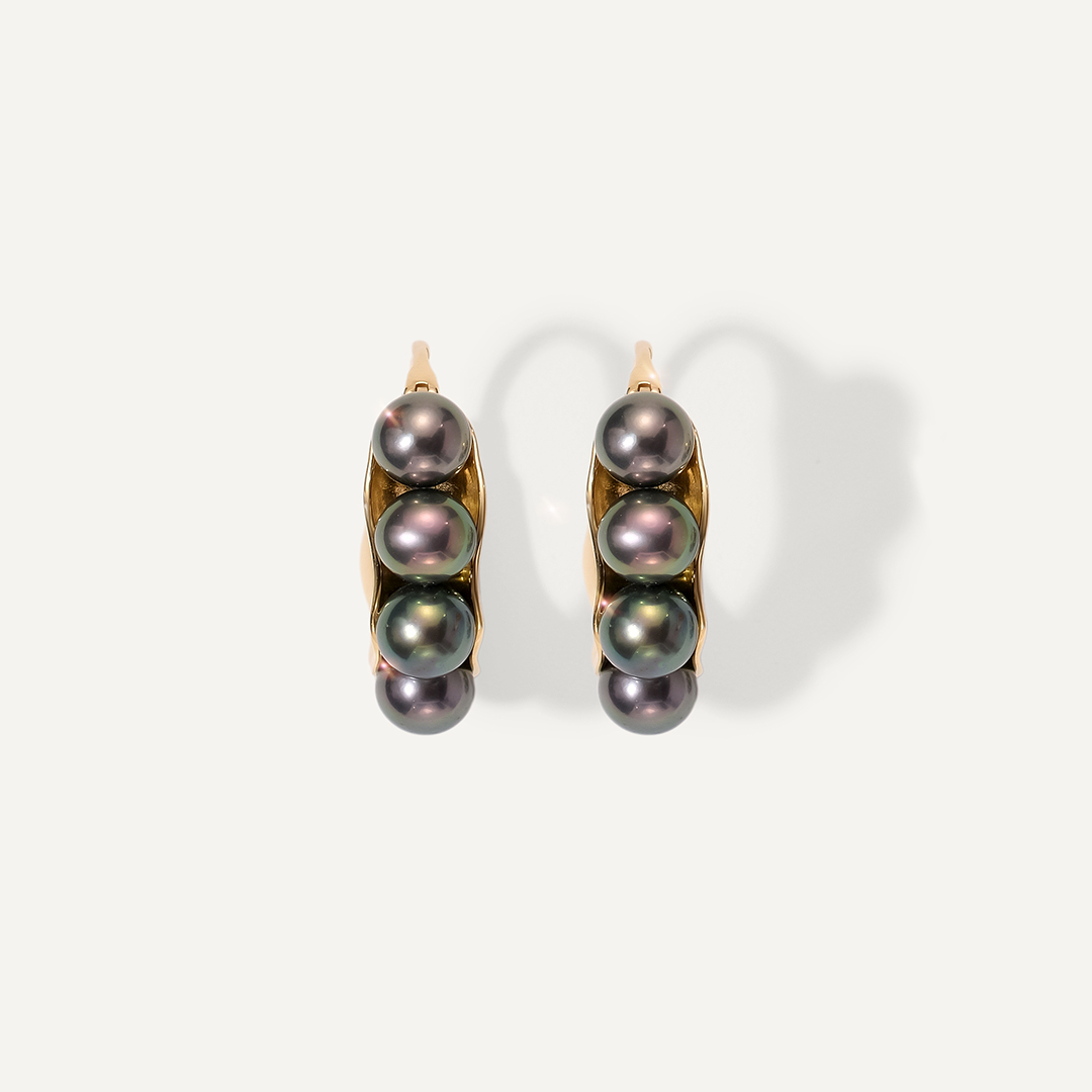 Серьги из желтого золота с жемчгуом